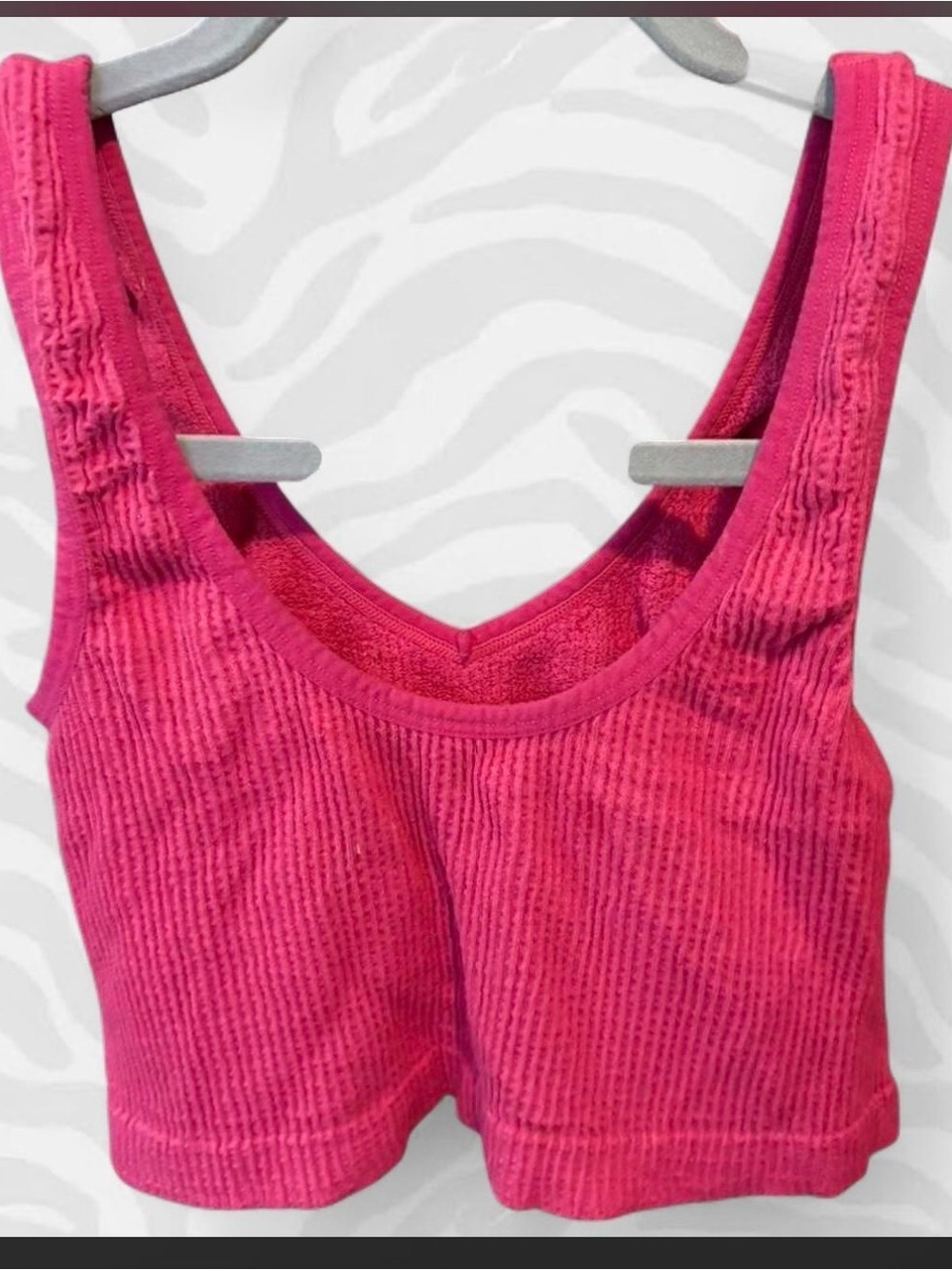 & Other Stories Ribbed Crop Tank Top - Bright Pink